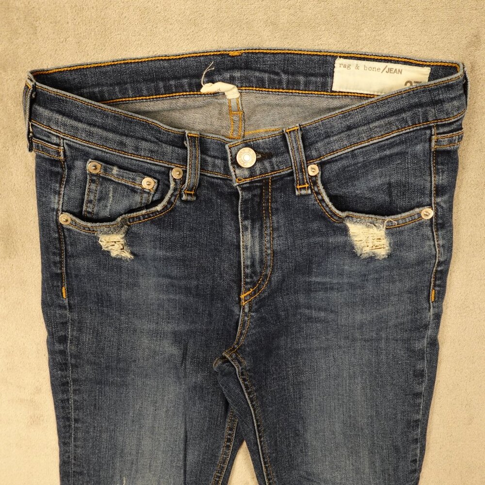 rag & bone Skinny Jeans Women’s 27 Blue Distressed Raw‎ Hem Designer Denim - Picture 2 of 15